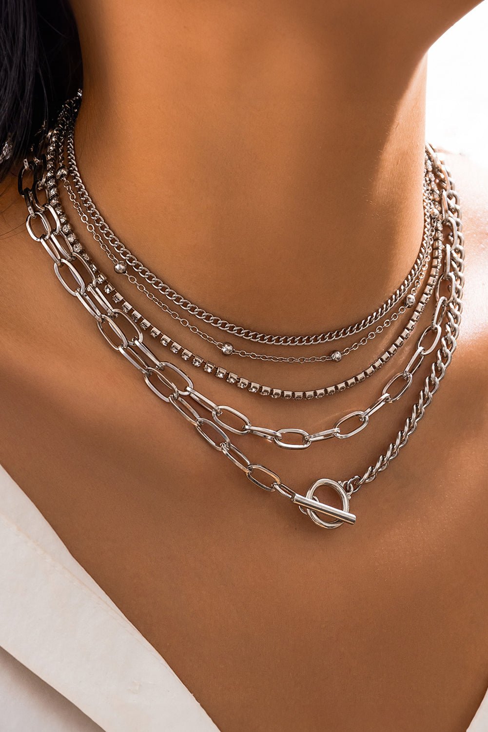 5pcs Layered Chain Collarbone Necklaces Set - Glam Gurls