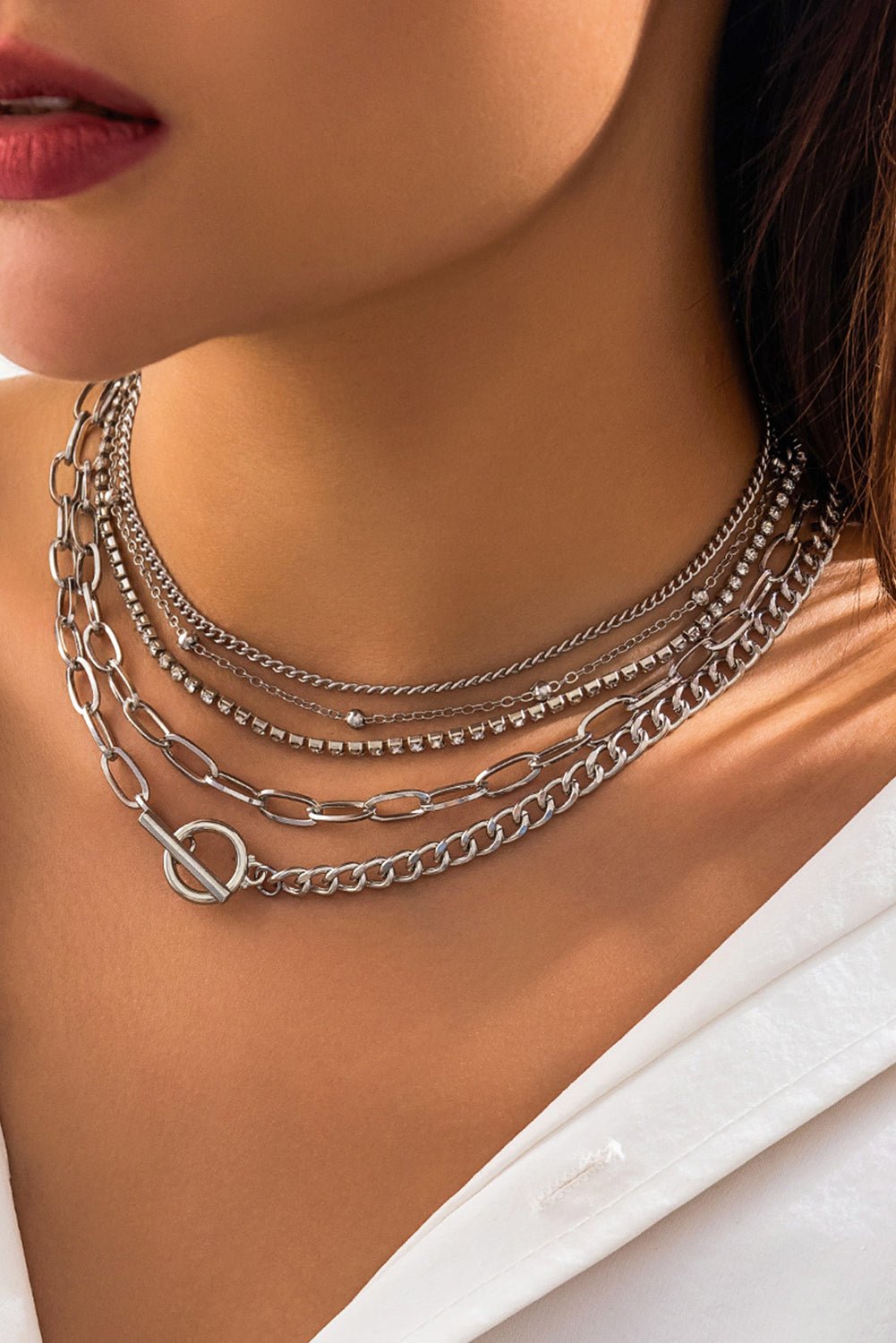 5pcs Layered Chain Collarbone Necklaces Set - Glam Gurls