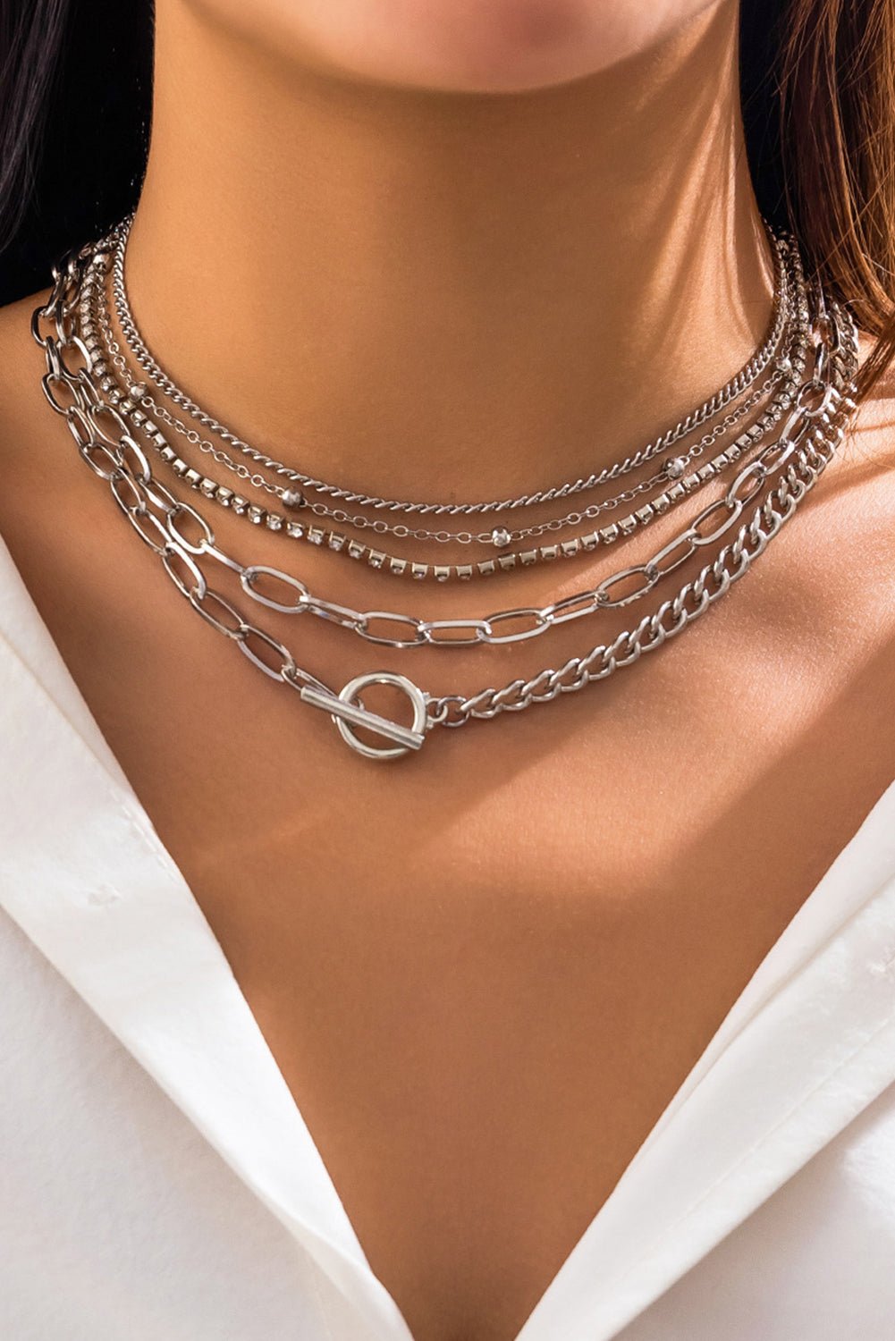5pcs Layered Chain Collarbone Necklaces Set - Glam Gurls