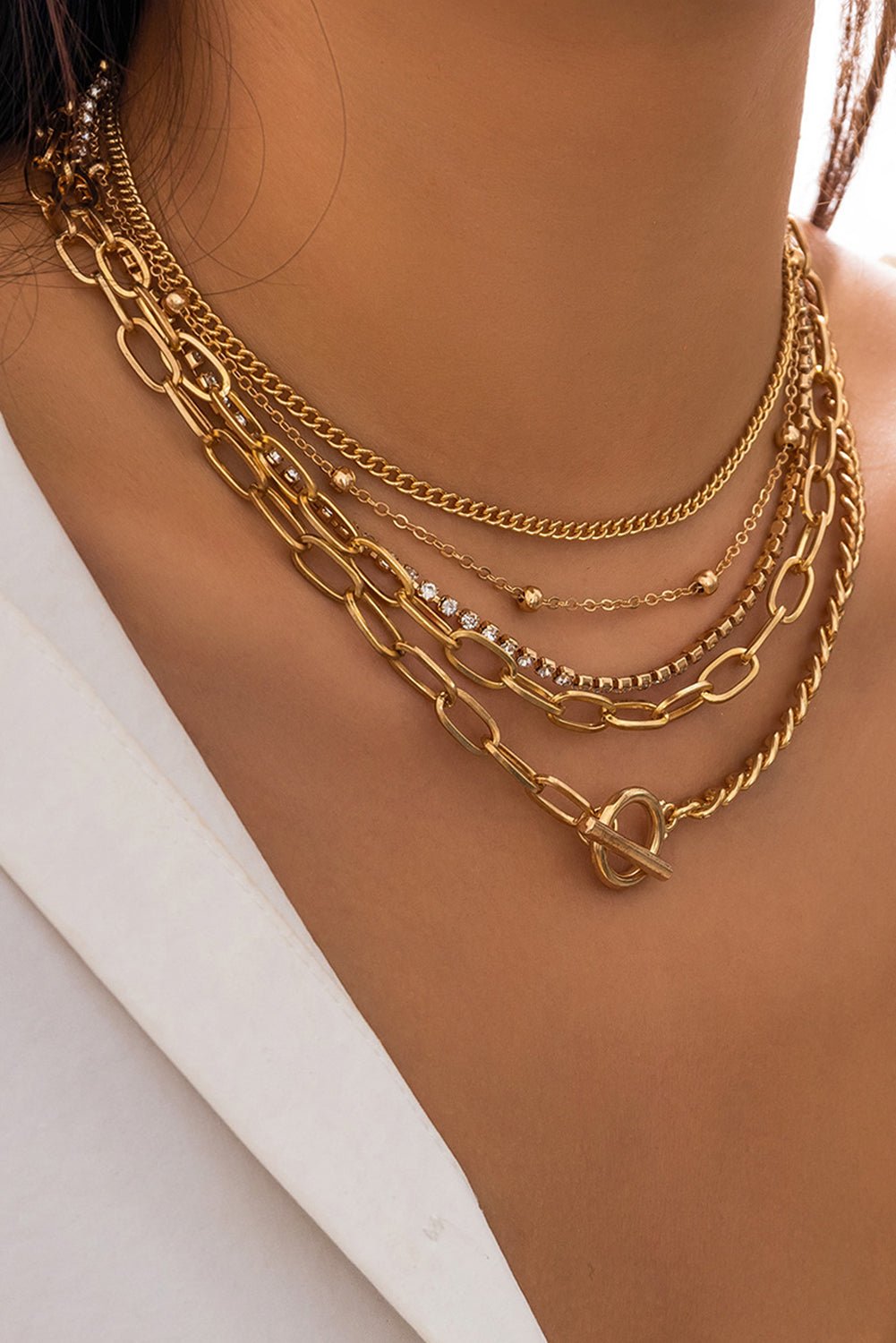 5pcs Layered Chain Collarbone Necklaces Set - Glam Gurls