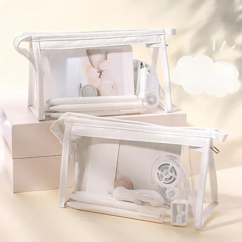 DIY Girls Transparent Cosmetic Bag Women Zipper Clear Makeup Bags Pencil Case Travel PVC Bath Toiletry Wash Storage Bag Pouch - Glam Gurls