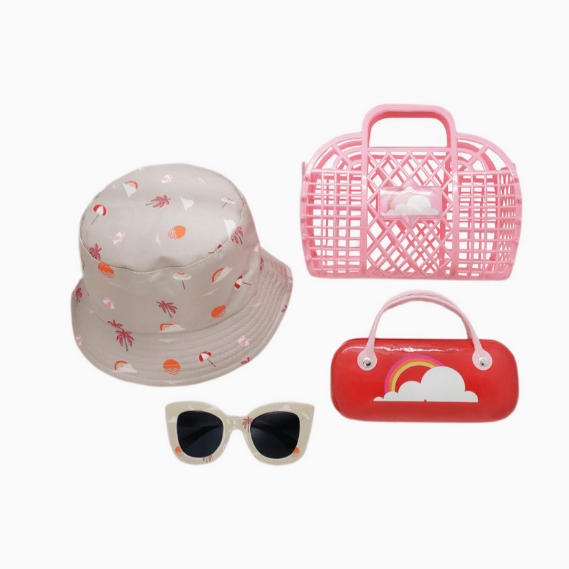 Kids Sunglasses with Case and Bucket Hat Spring Summer Set - Glam Gurls