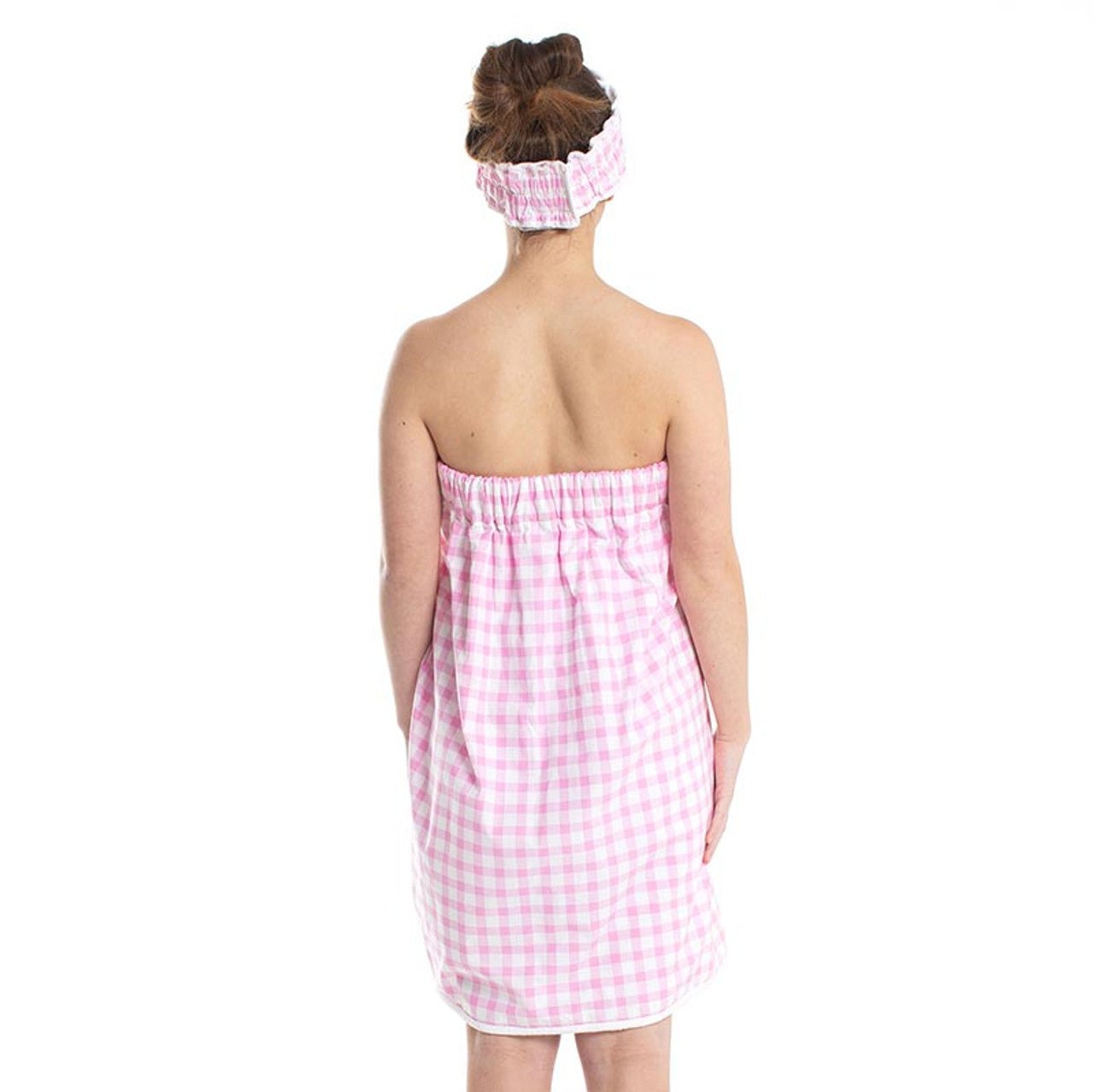 Pink Gingham Spa Wrap and Headband Set | Bath Body Towel Shower - Glam Gurls