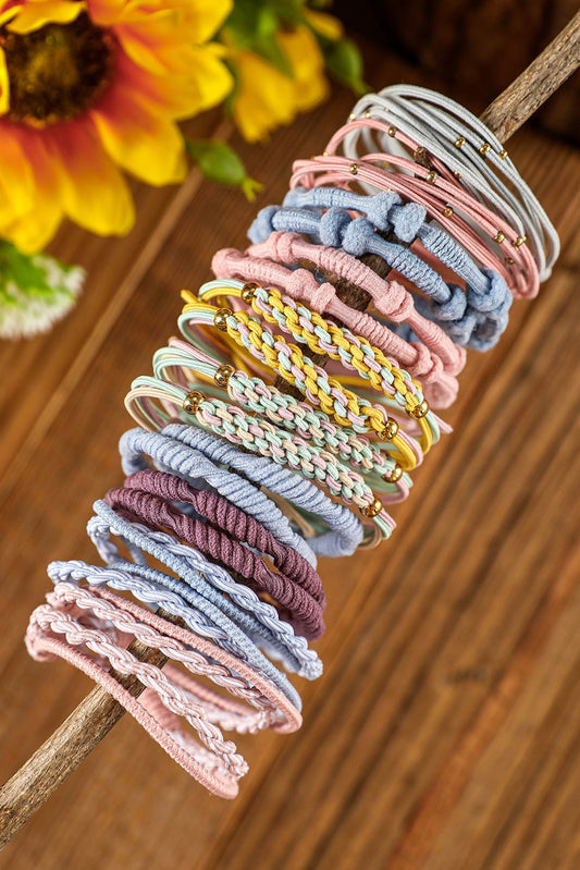 10pcs Pink Knotted Hair Ties - Glam Gurls