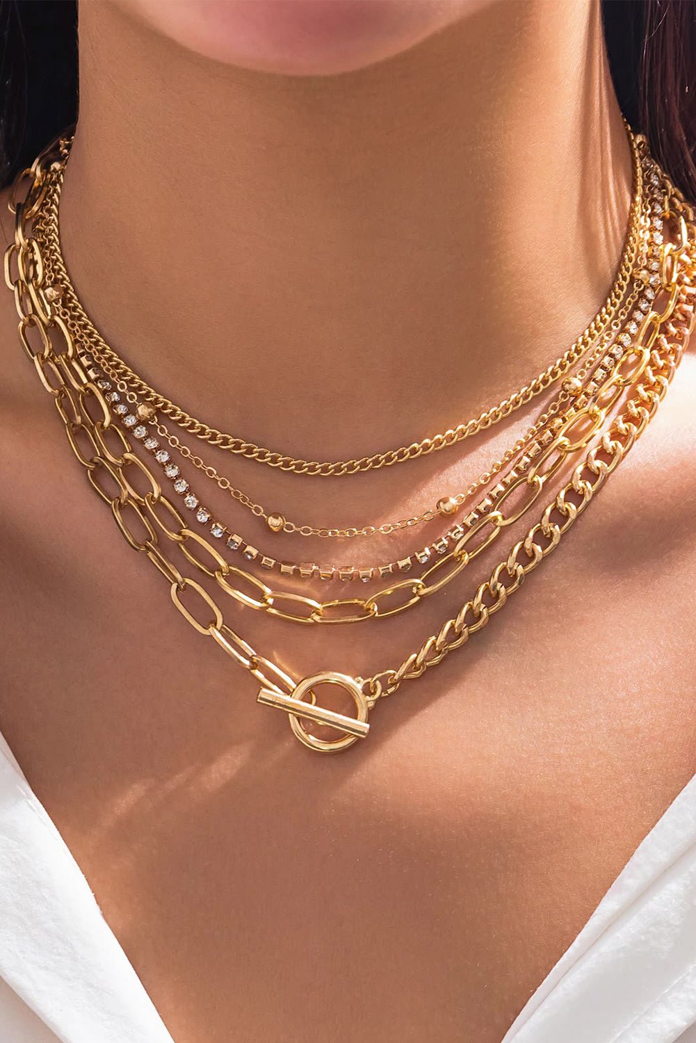 5pcs Layered Chain Collarbone Necklaces Set - Glam Gurls