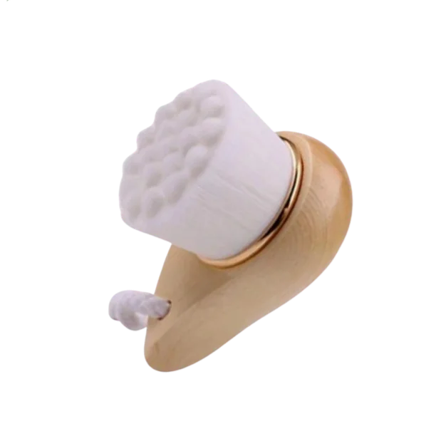 Close-up of the BeNat Bamboo Facial Brush, part of the Eco-Friendly Bath Accessories Bundle, designed for gentle exfoliation and skincare.