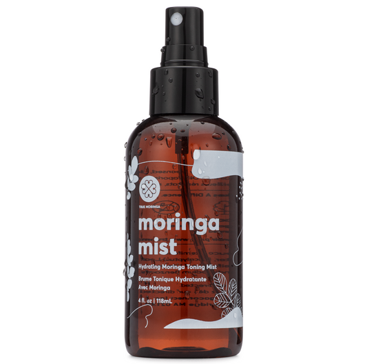 True Moringa's Moringa Mist Hydrating Toner in a beautifully designed bottle, showcasing its sleek and modern look against a clean background.