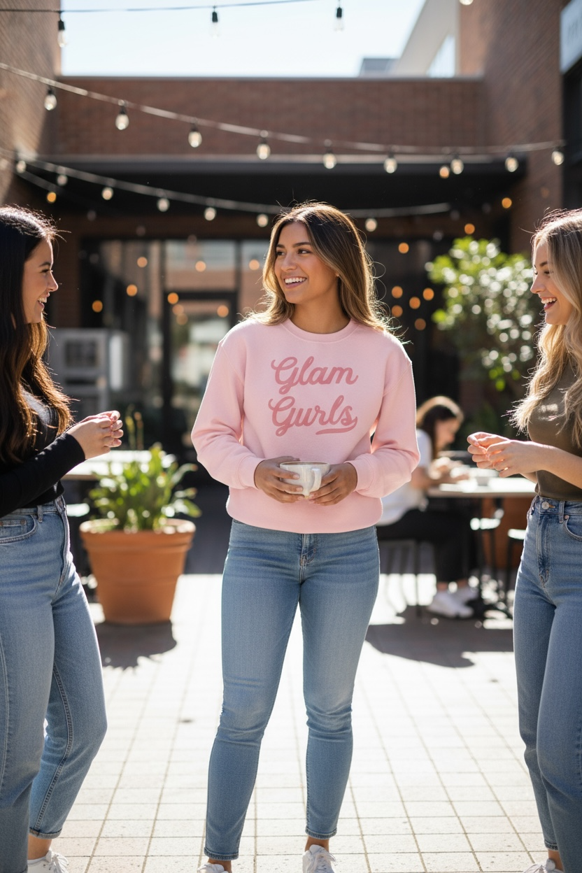 Embossed Puff Print Cropped Sweater