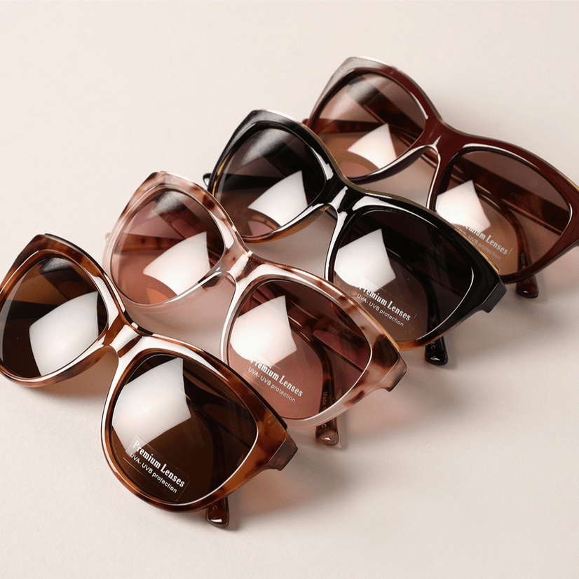 Cat Eye Frame with Gold Strip On Top Sunglasses - Glam Gurls