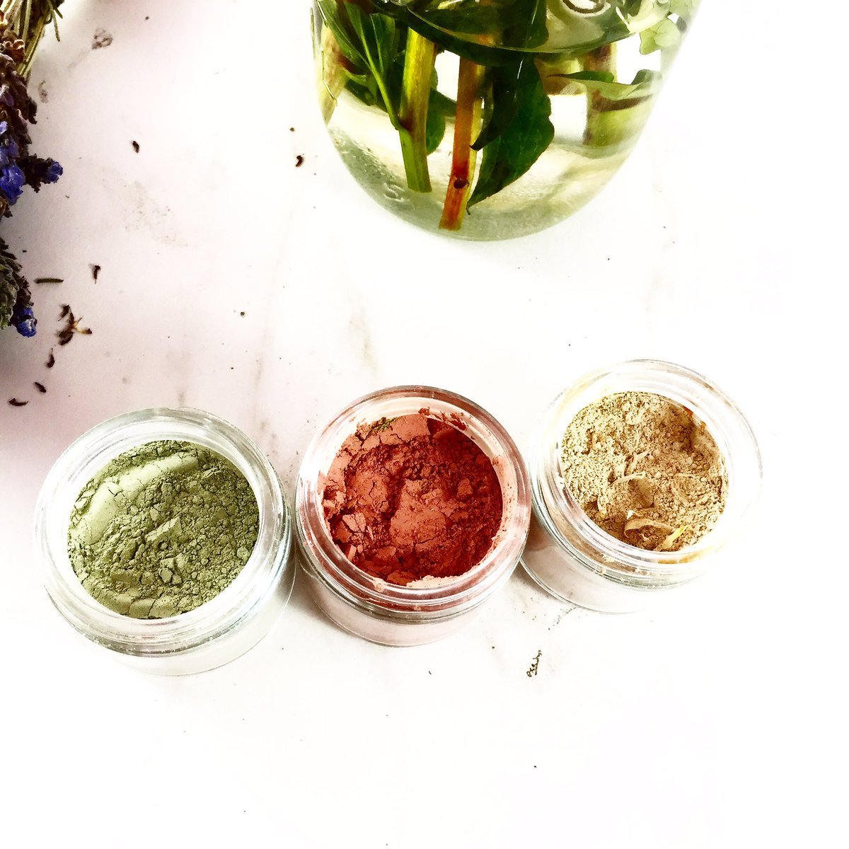 Clay Face Mask Trio Rose Clay French Green Clay Kaolin Clay Turmeric Kelp Calendula - Glam Gurls