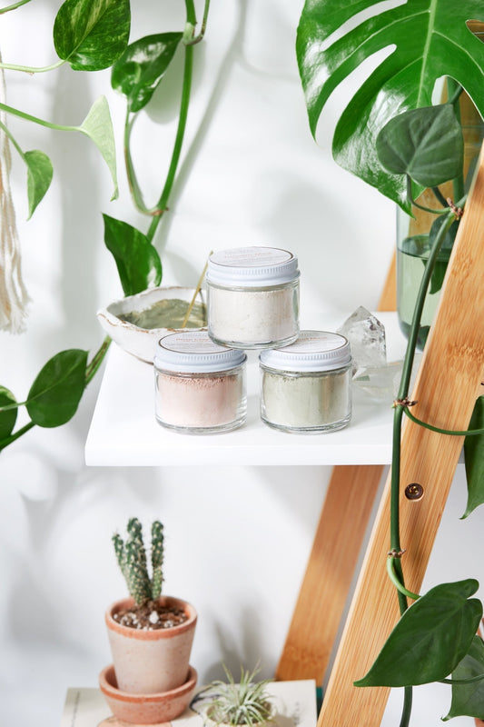 Clay Face Mask Trio Rose Clay French Green Clay Kaolin Clay Turmeric Kelp Calendula - Glam Gurls