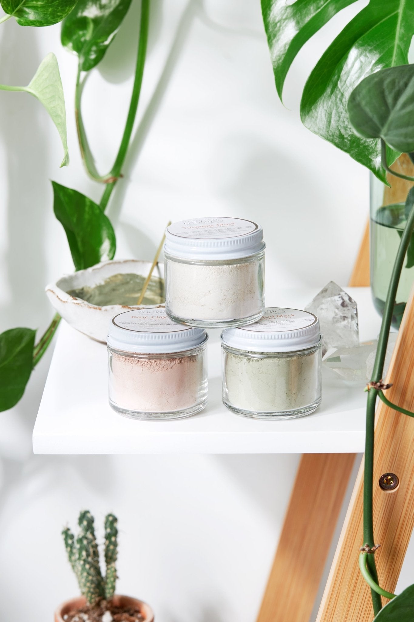 Clay Face Mask Trio Rose Clay French Green Clay Kaolin Clay Turmeric Kelp Calendula - Glam Gurls