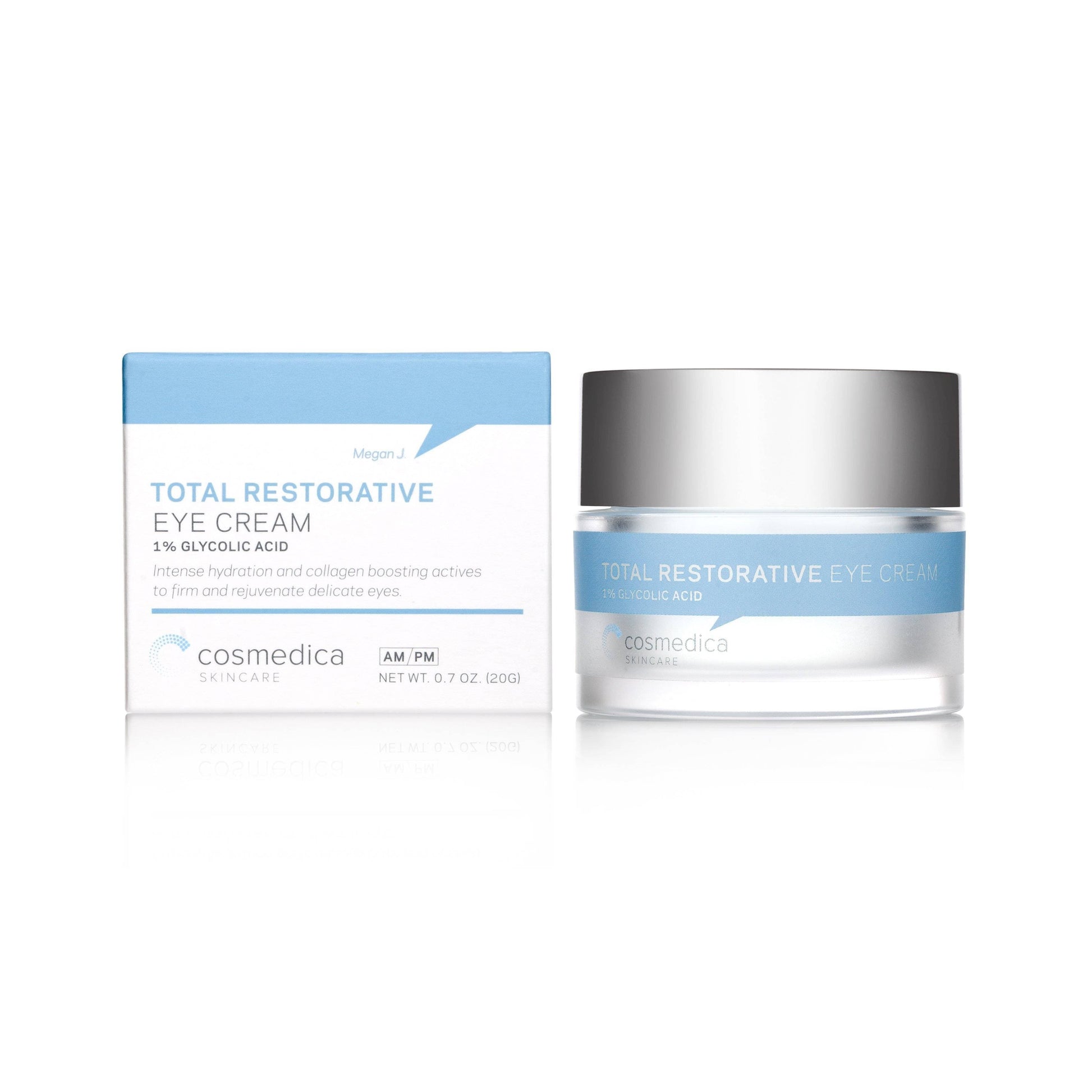 Cosmedica Skincare Total Restorative Eye Cream from the Intense Hydration Kit, targeting dark circles and puffiness to rejuvenate the delicate skin around the eyes.