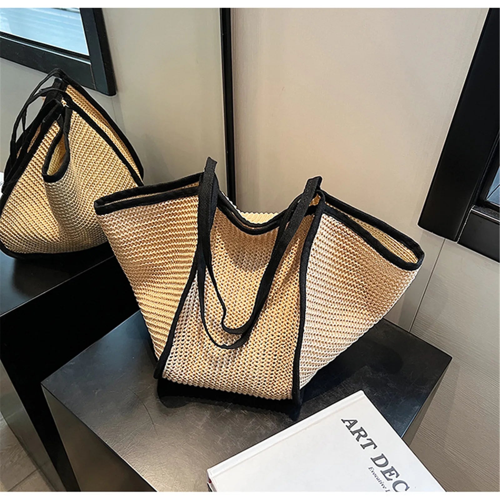 Crochet Raffia Beach Tote Bag - Bohemian Straw Handbag - Glam Gurls