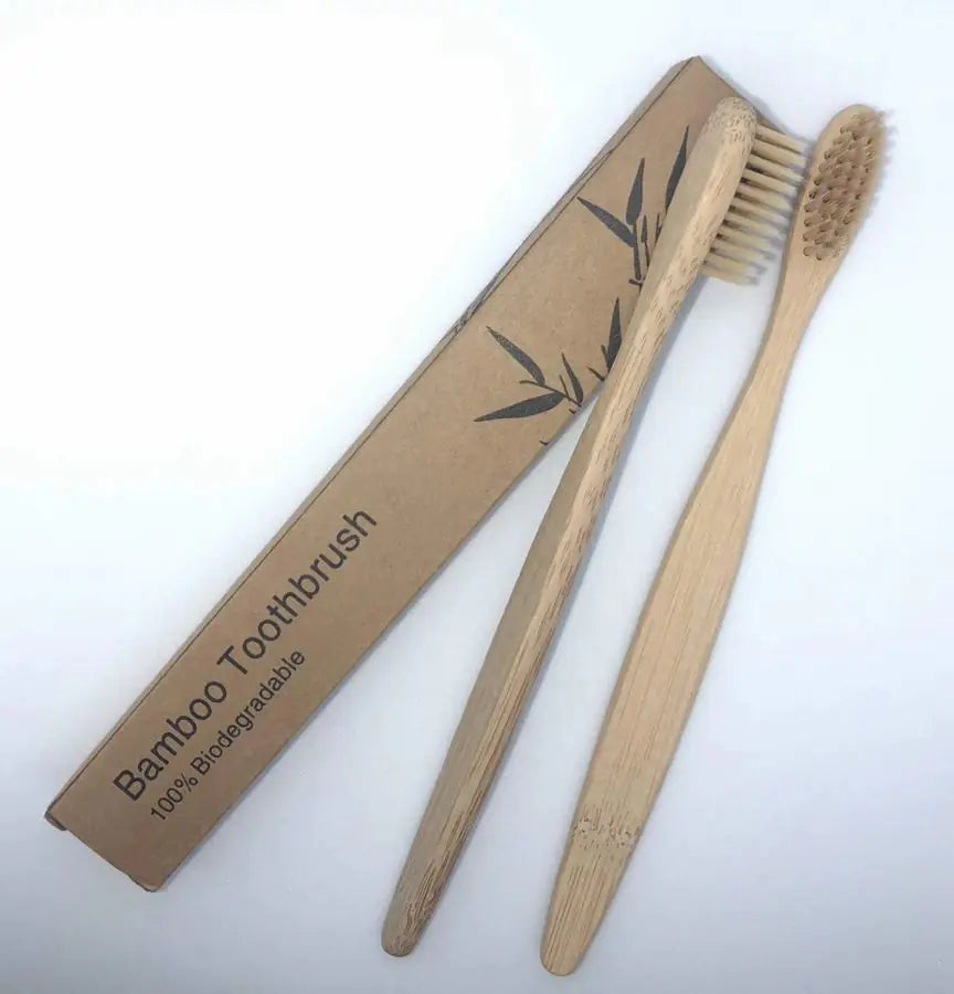 Biodegradable Bamboo Toothbrush from the BeNat 6-Piece Eco-Friendly Bath Accessories Bundle, designed for impeccable oral hygiene and eco-friendly living.