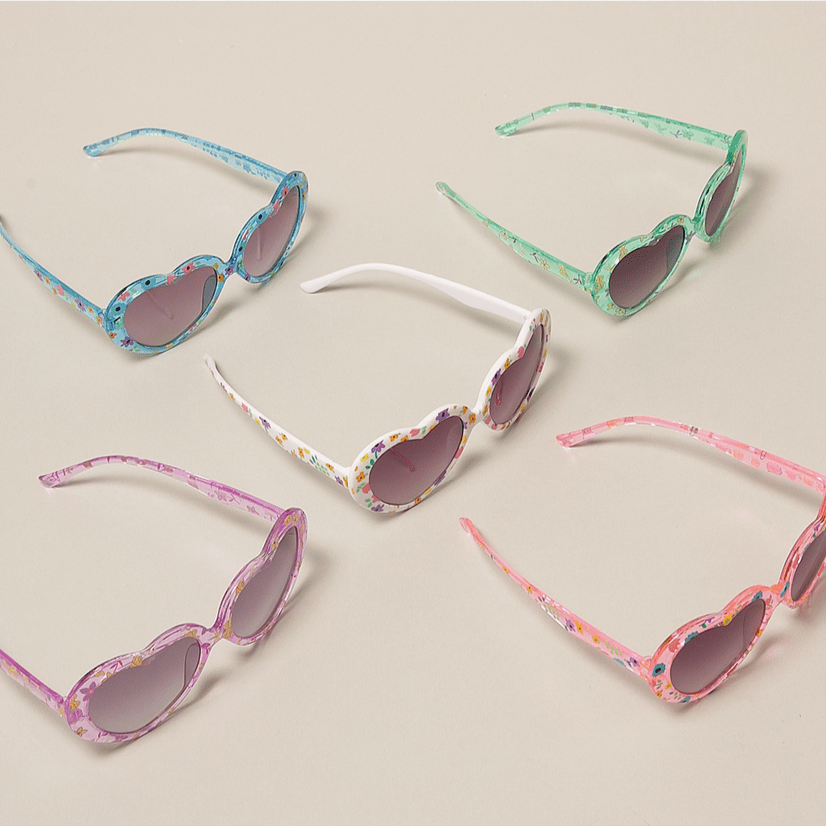 Kids Floral Pattern Heart Shape Sunglasses - Glam Gurls