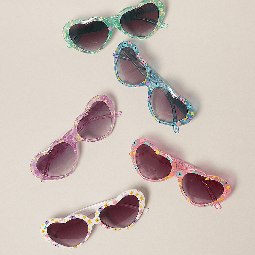 Kids Floral Pattern Heart Shape Sunglasses - Glam Gurls