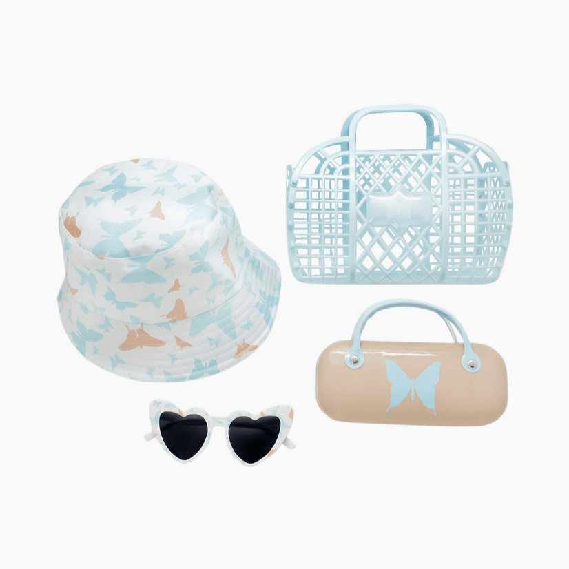Kids Sunglasses with Case and Bucket Hat Spring Summer Set - Glam Gurls