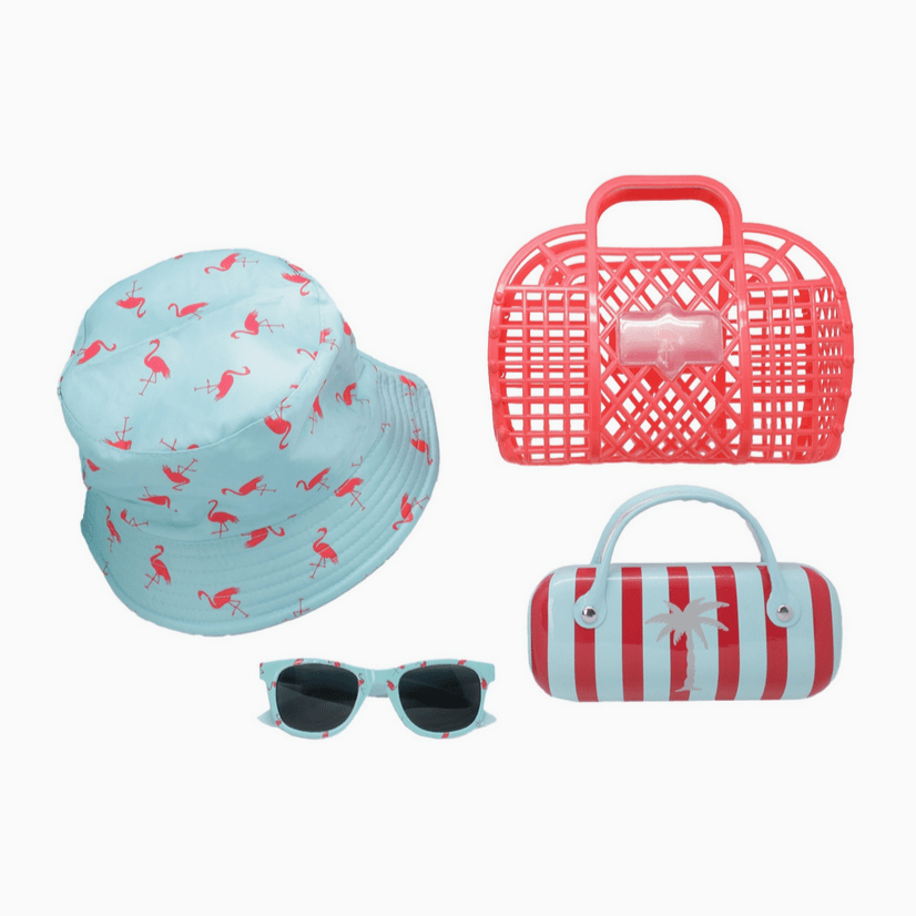 Kids Sunglasses with Case and Bucket Hat Spring Summer Set - Glam Gurls