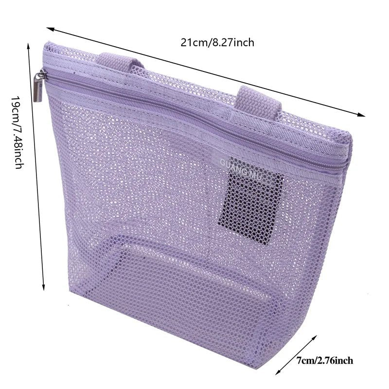 Mesh Makeup Toiletry Storage Bags Handbags Portable Travel Washing Body Shower Tools Organizer Hanging Cosmetic Organizer Pouch - Glam Gurls