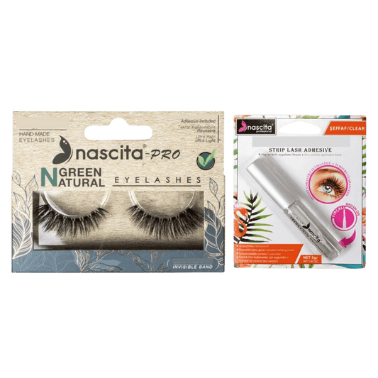Nascita Green Natural Vegan False Eyelashes 110 + Nascita Transparent False Eyelash Adhesive 5gr - 08 - Glam Gurls