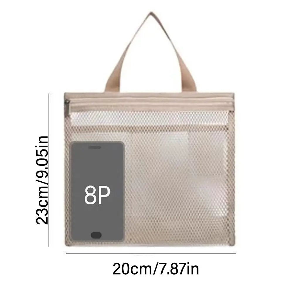 New Portable Mesh Shower Bag with Zipper Ultra Light Quick Dry Toilet Bag Cosmetic Bag Mesh Bag Travel Hanging Storage Bag - Glam Gurls