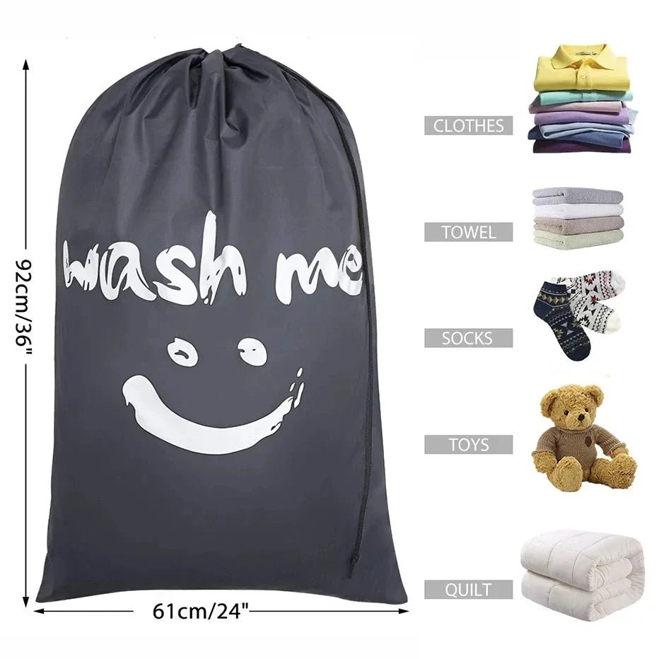 Nylon Laundry Bag Travel Bags Storage Organizer Pouch Hamper Wash Machine Washable Dirty Clothes Drawstring Bag Large Capacity - Glam Gurls