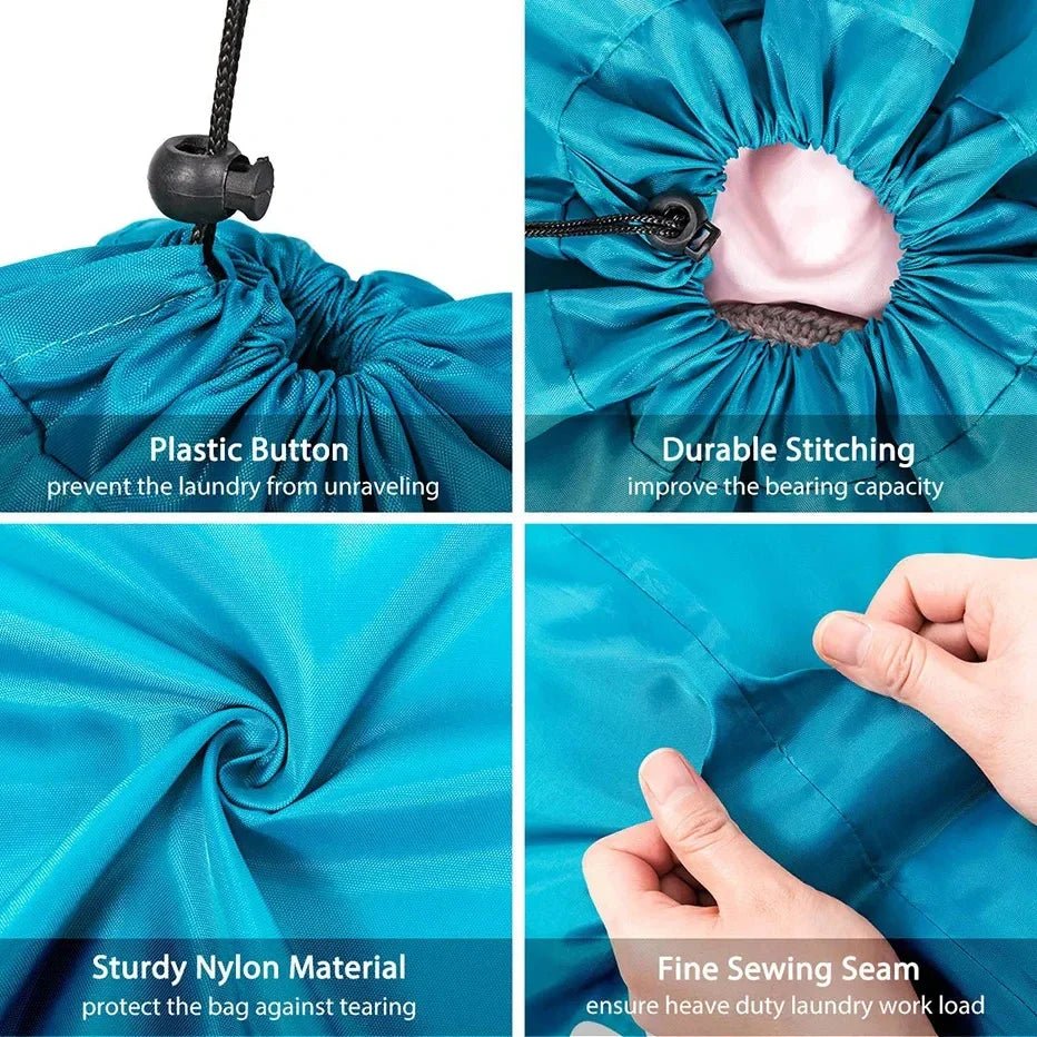 Nylon Laundry Bag Travel Bags Storage Organizer Pouch Hamper Wash Machine Washable Dirty Clothes Drawstring Bag Large Capacity - Glam Gurls