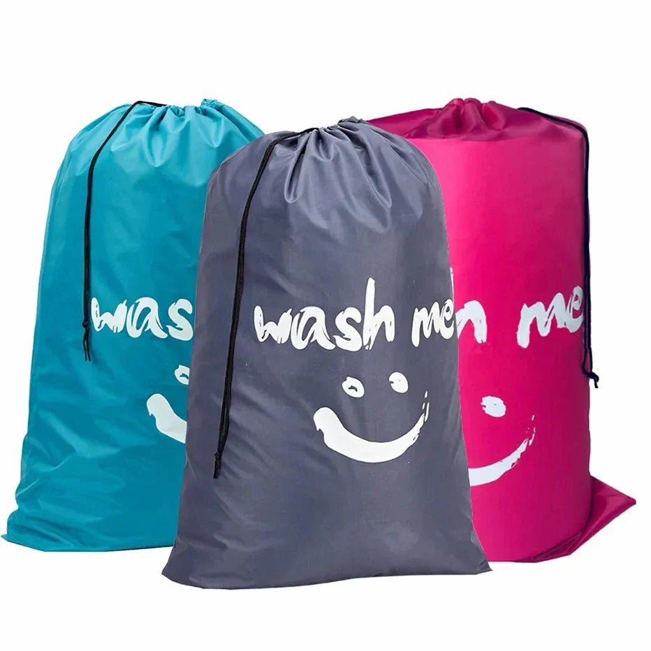 Nylon Laundry Bag Travel Bags Storage Organizer Pouch Hamper Wash Machine Washable Dirty Clothes Drawstring Bag Large Capacity - Glam Gurls