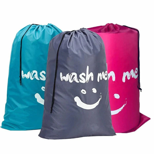 Nylon Laundry Bag Travel Bags Storage Organizer Pouch Hamper Wash Machine Washable Dirty Clothes Drawstring Bag Large Capacity - Glam Gurls