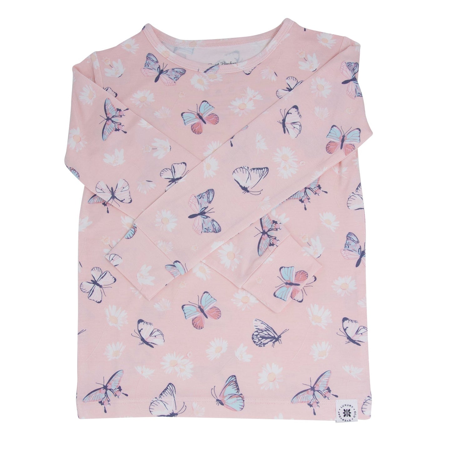 Pink Butterfly Daisy Bamboo Big Kid Pajama Set - Glam Gurls