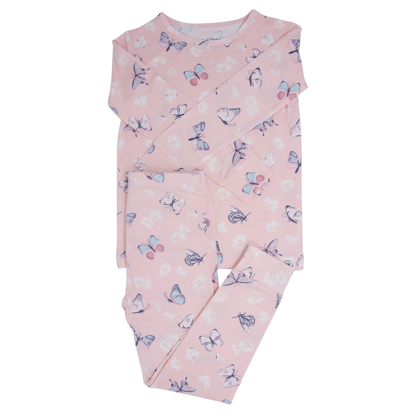 Pink Butterfly Daisy Bamboo Big Kid Pajama Set - Glam Gurls