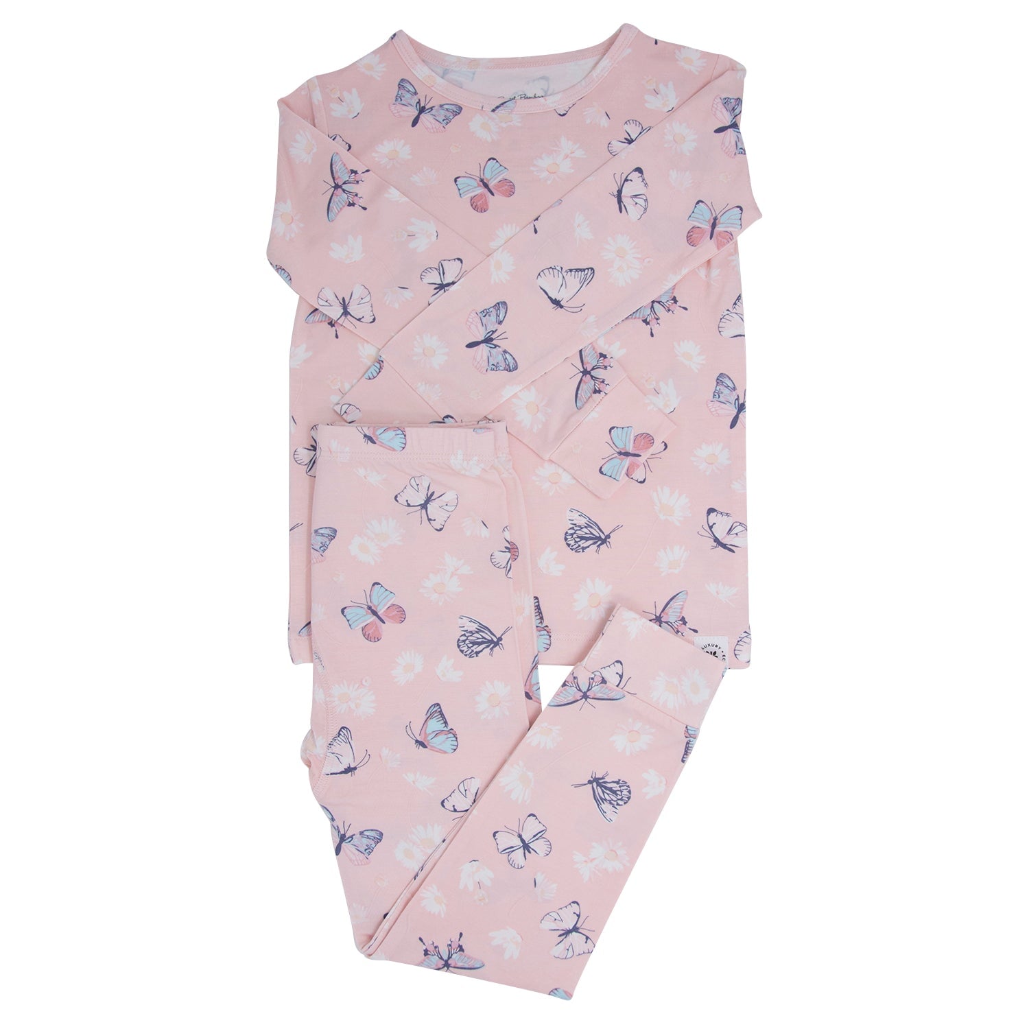 Pink Butterfly Daisy Bamboo Big Kid Pajama Set - Glam Gurls