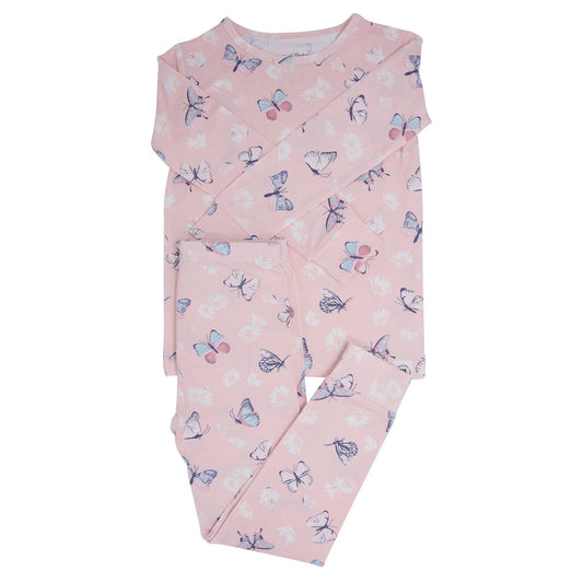 Pink Butterfly Daisy Bamboo Big Kid Pajama Set - Glam Gurls