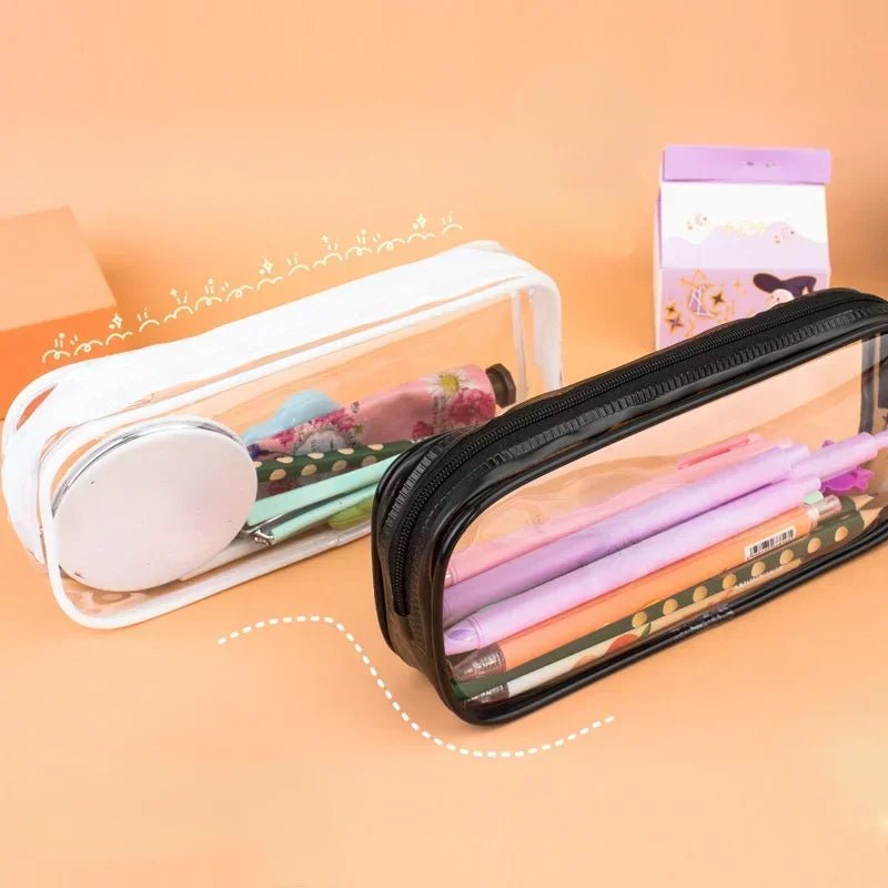 Transparent Women's Cosmetic Bag Waterproof Zipper Makeup Bag Travel Accessories Girl Boy Student Makeup Brush Pencil Case Pouch - Glam Gurls