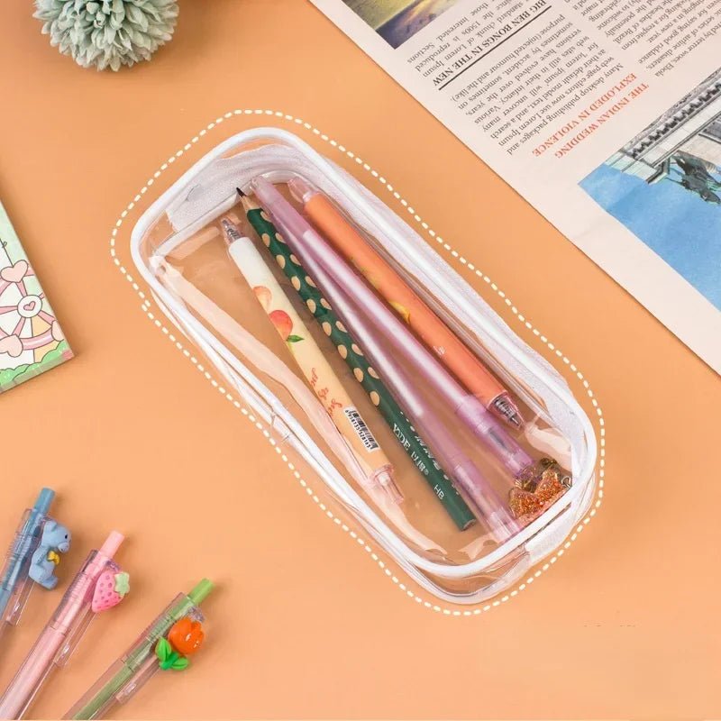 Transparent Women's Cosmetic Bag Waterproof Zipper Makeup Bag Travel Accessories Girl Boy Student Makeup Brush Pencil Case Pouch - Glam Gurls