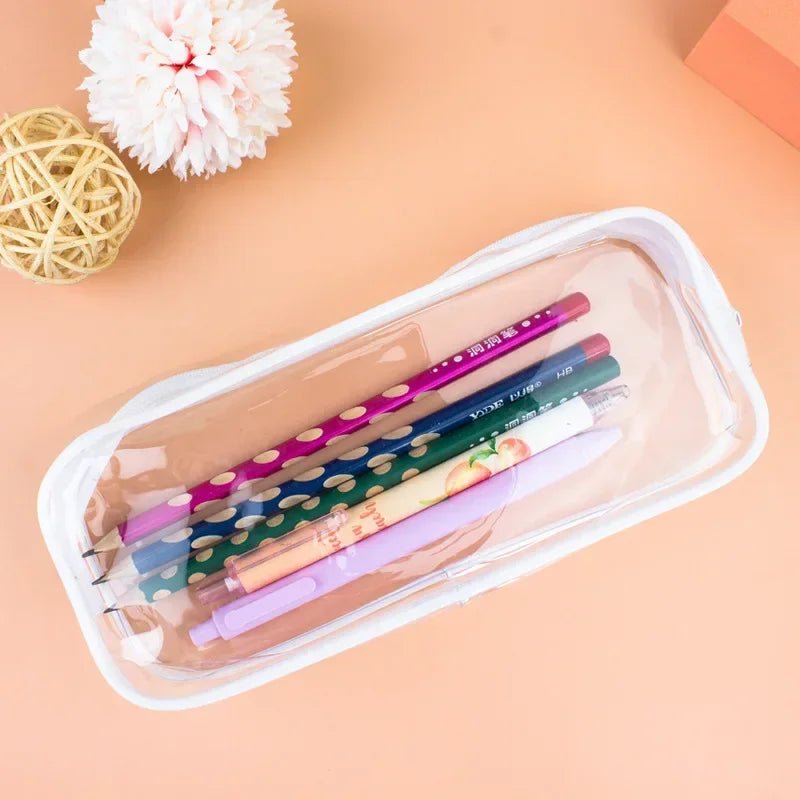 Transparent Women's Cosmetic Bag Waterproof Zipper Makeup Bag Travel Accessories Girl Boy Student Makeup Brush Pencil Case Pouch - Glam Gurls