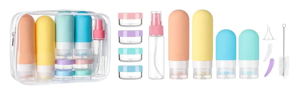 TSA - Approved Reusable Silicone Travel Bottles Set – 16 pcs / White Pack - Glam Gurls