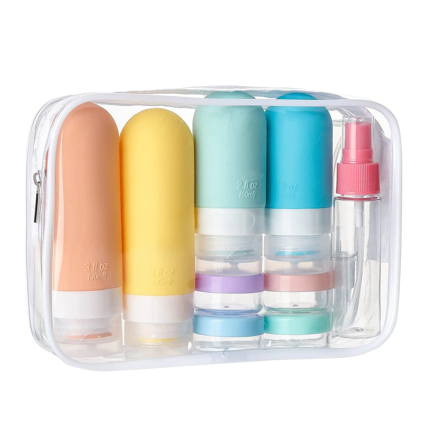 TSA - Approved Reusable Silicone Travel Bottles Set – 16 pcs / White Pack - Glam Gurls