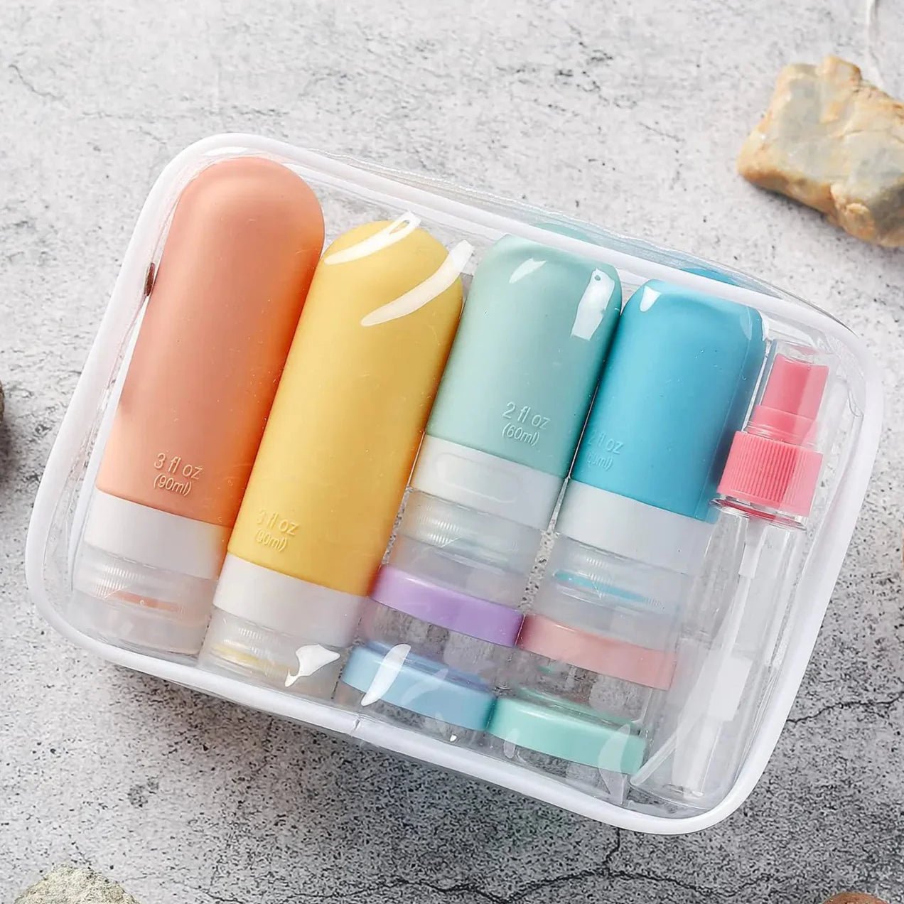 TSA - Approved Reusable Silicone Travel Bottles Set – 16 pcs / White Pack - Glam Gurls